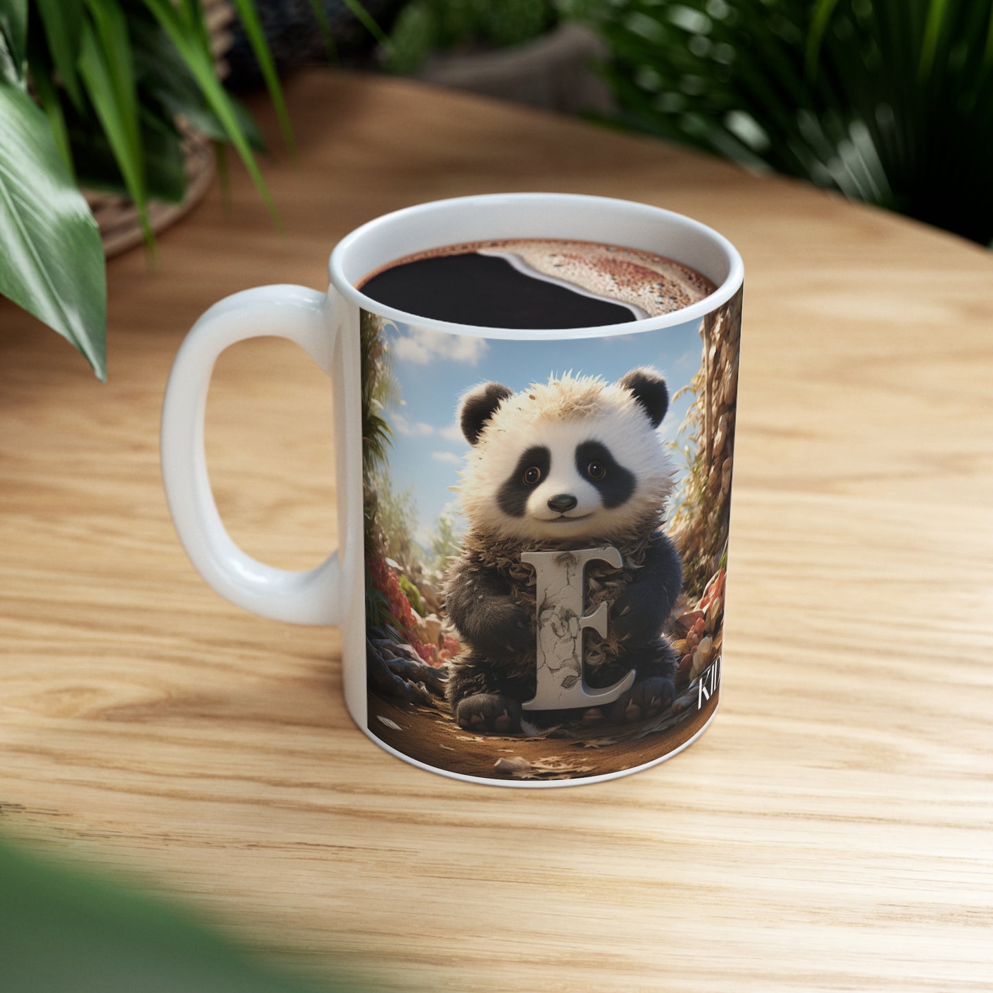 Baby Panda Letter E - Ceramic Mug 11oz