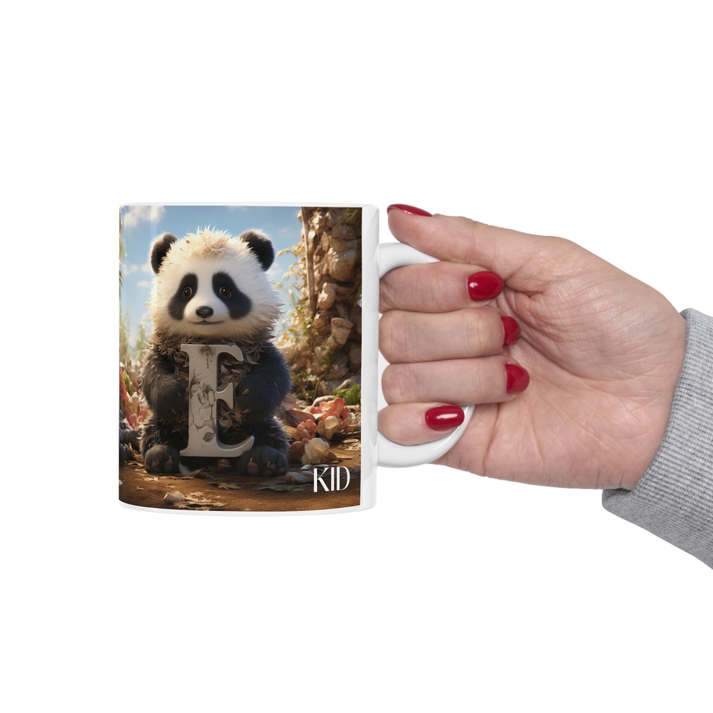 Baby Panda Letter E - Ceramic Mug 11oz