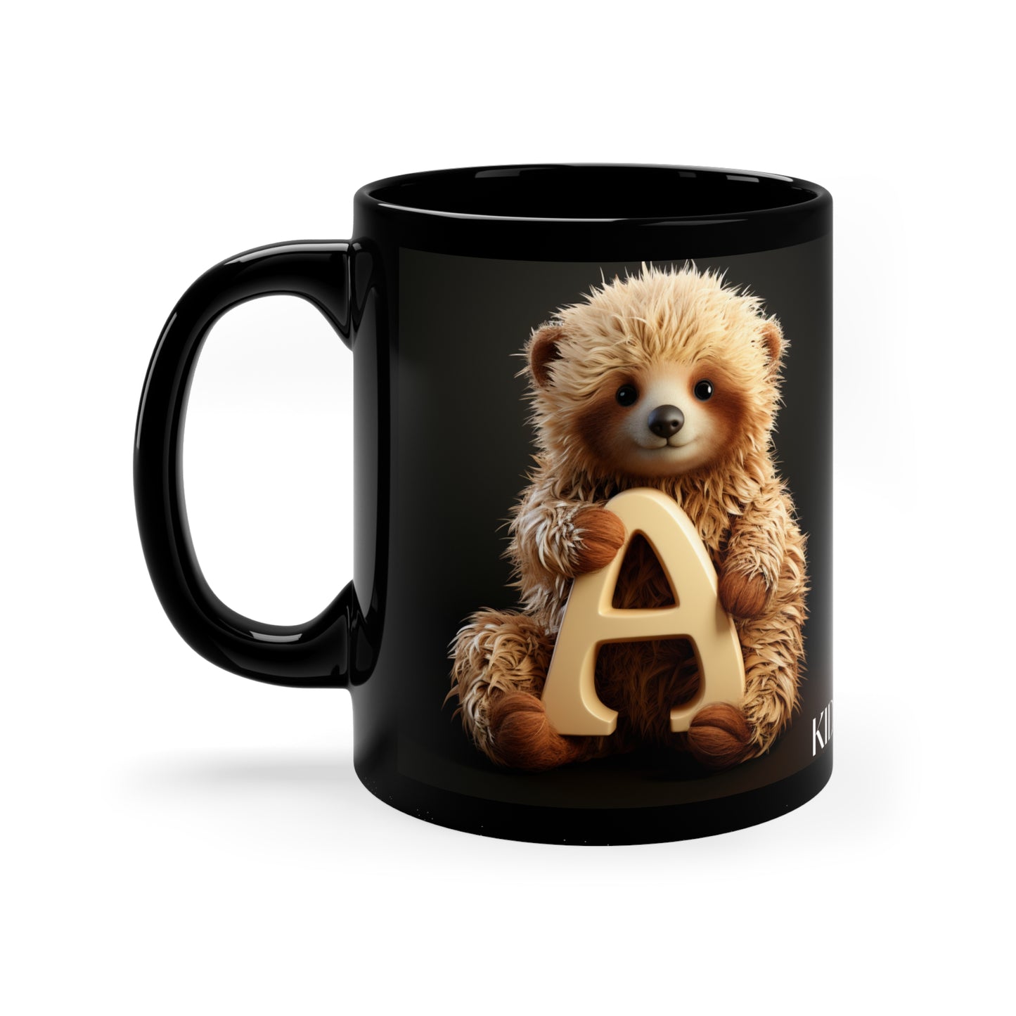 Baby Sloth  Letter A - 11oz Black Mug