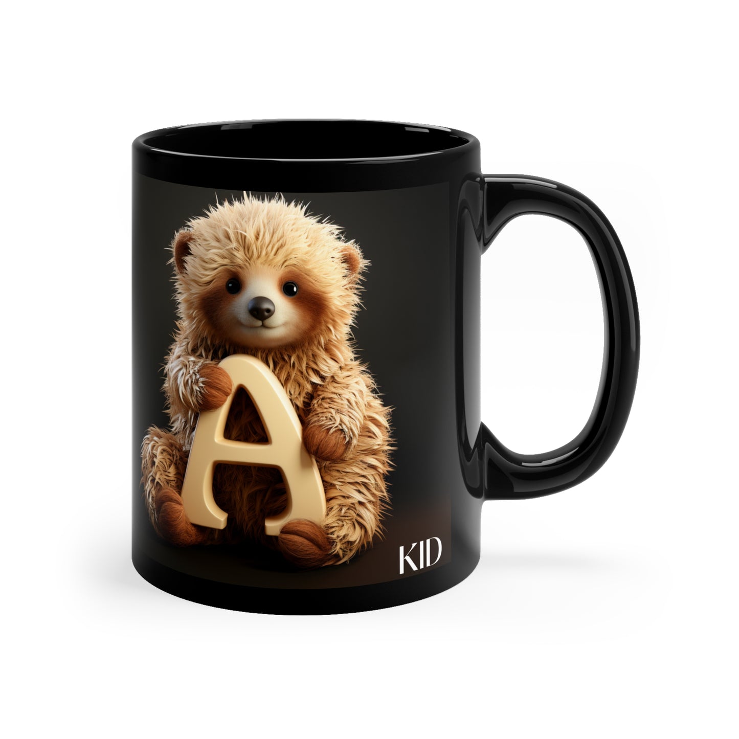 Baby Sloth  Letter A - 11oz Black Mug