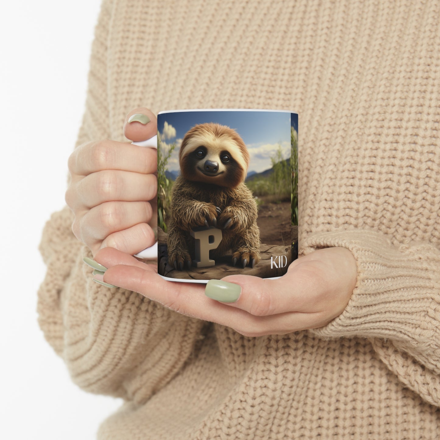 Baby Sloth Letter P - Ceramic Mug 11oz