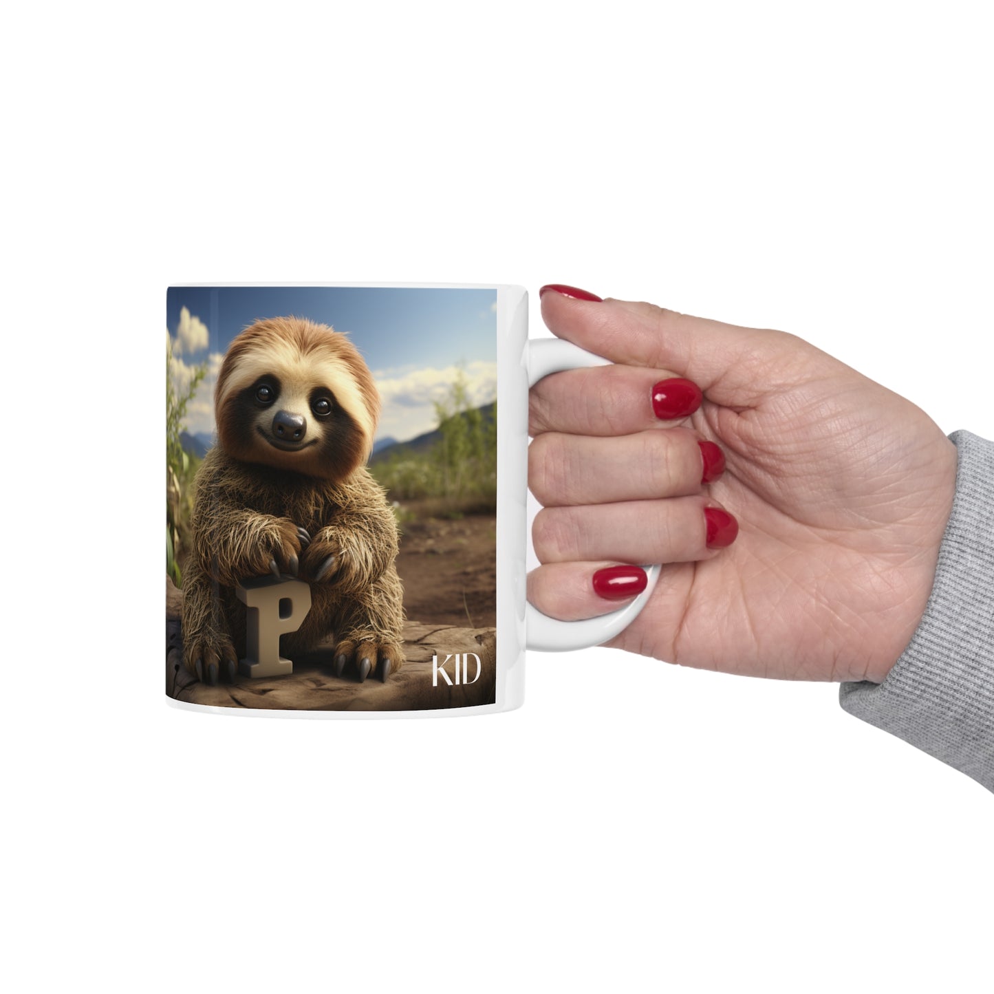 Baby Sloth Letter P - Ceramic Mug 11oz