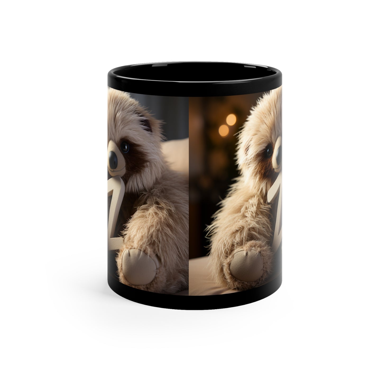 Baby Sloth Letter Z - 11oz Black Mug