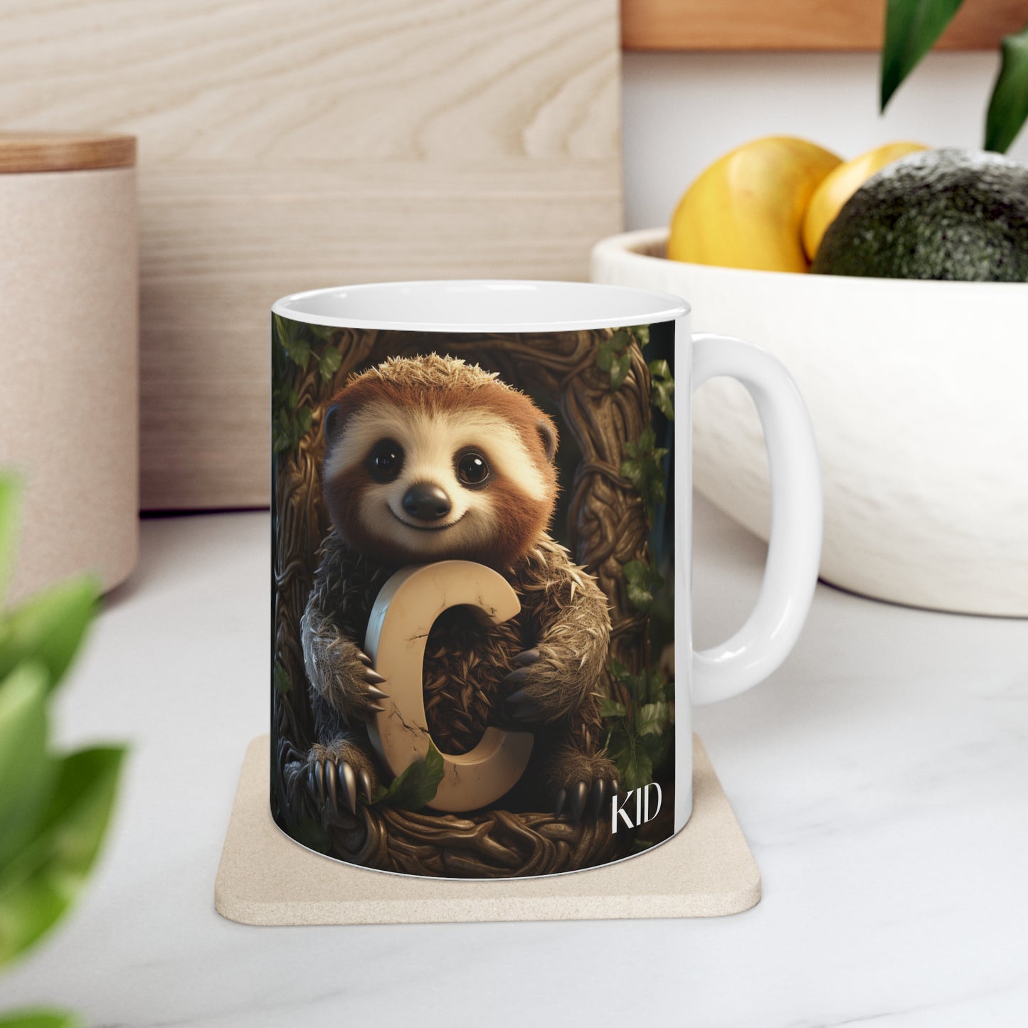 Baby Sloth Letter C - Ceramic Mug 11oz