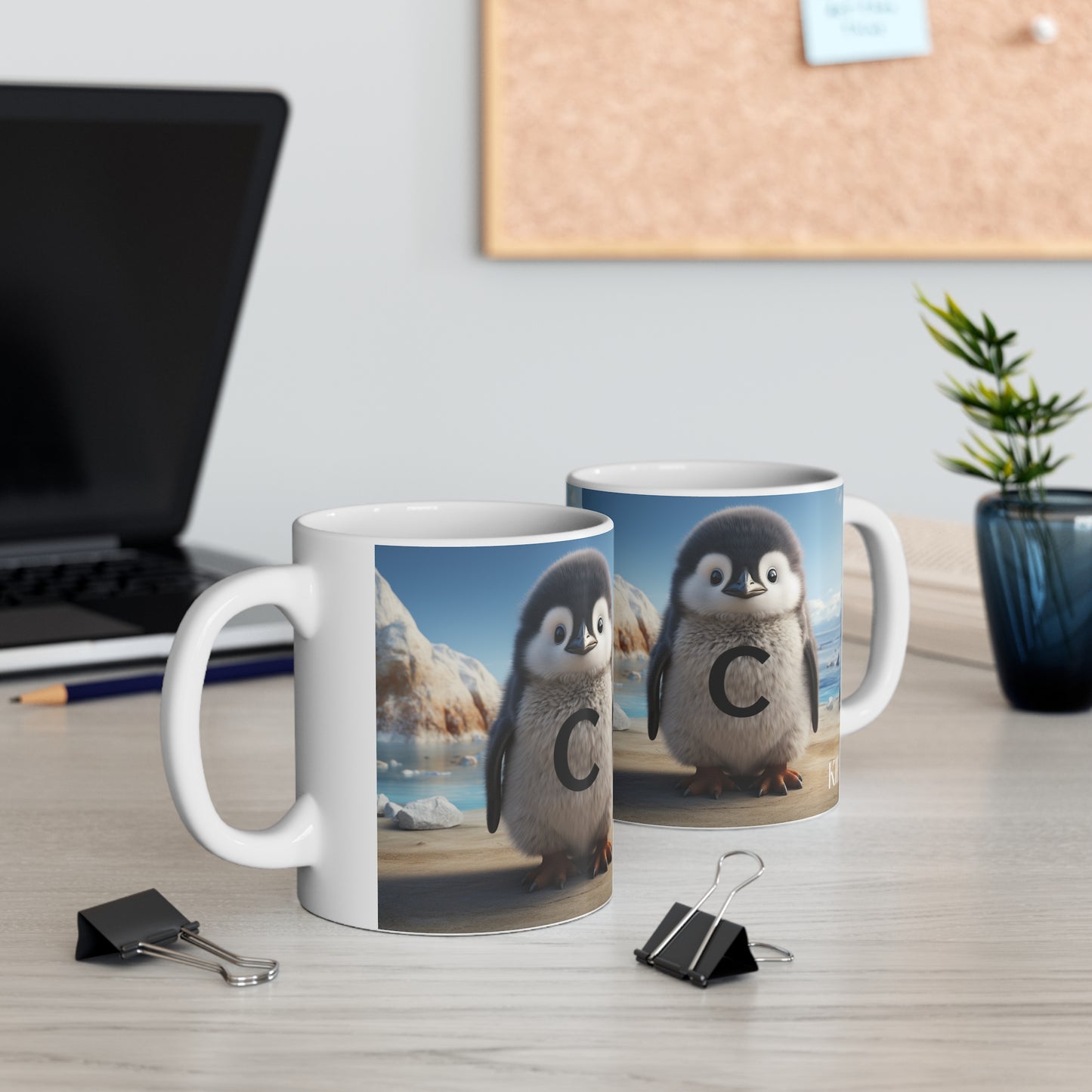 Baby Penguin Letter C - Ceramic Mug 11oz