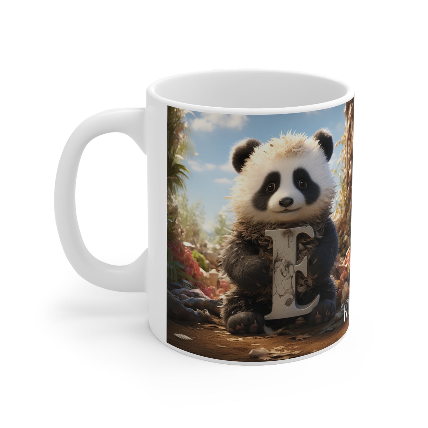 Baby Panda Letter E - Ceramic Mug 11oz