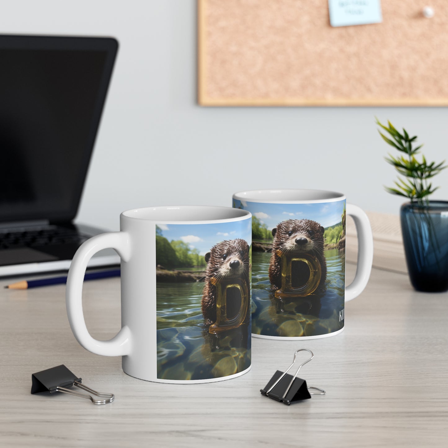 Baby Otter Letter D - Mug 11oz