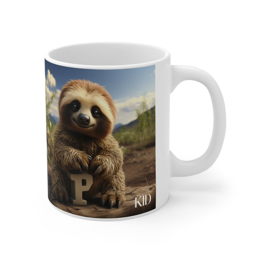 Baby Sloth Letter P - Ceramic Mug 11oz