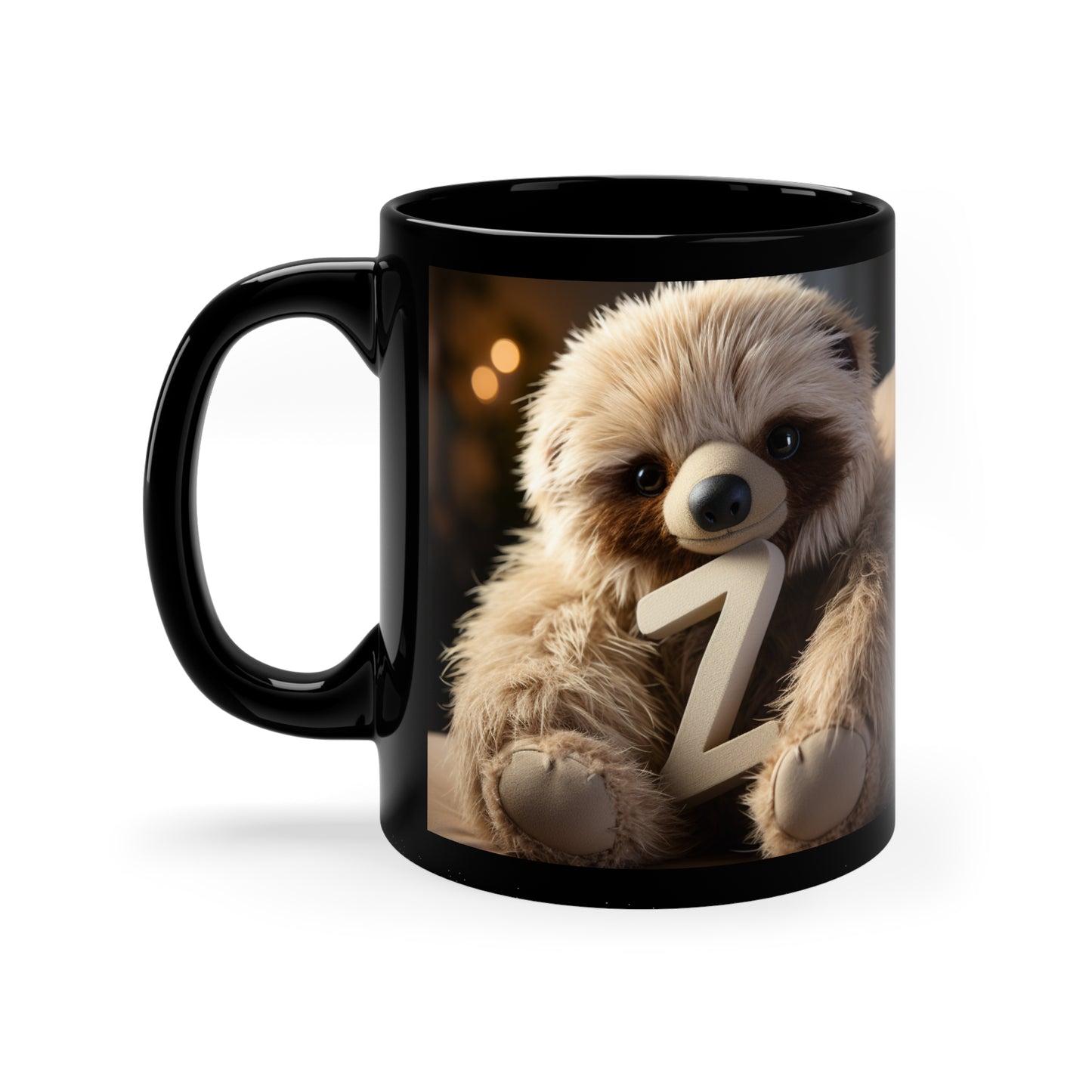 Baby Sloth Letter Z - 11oz Black Mug