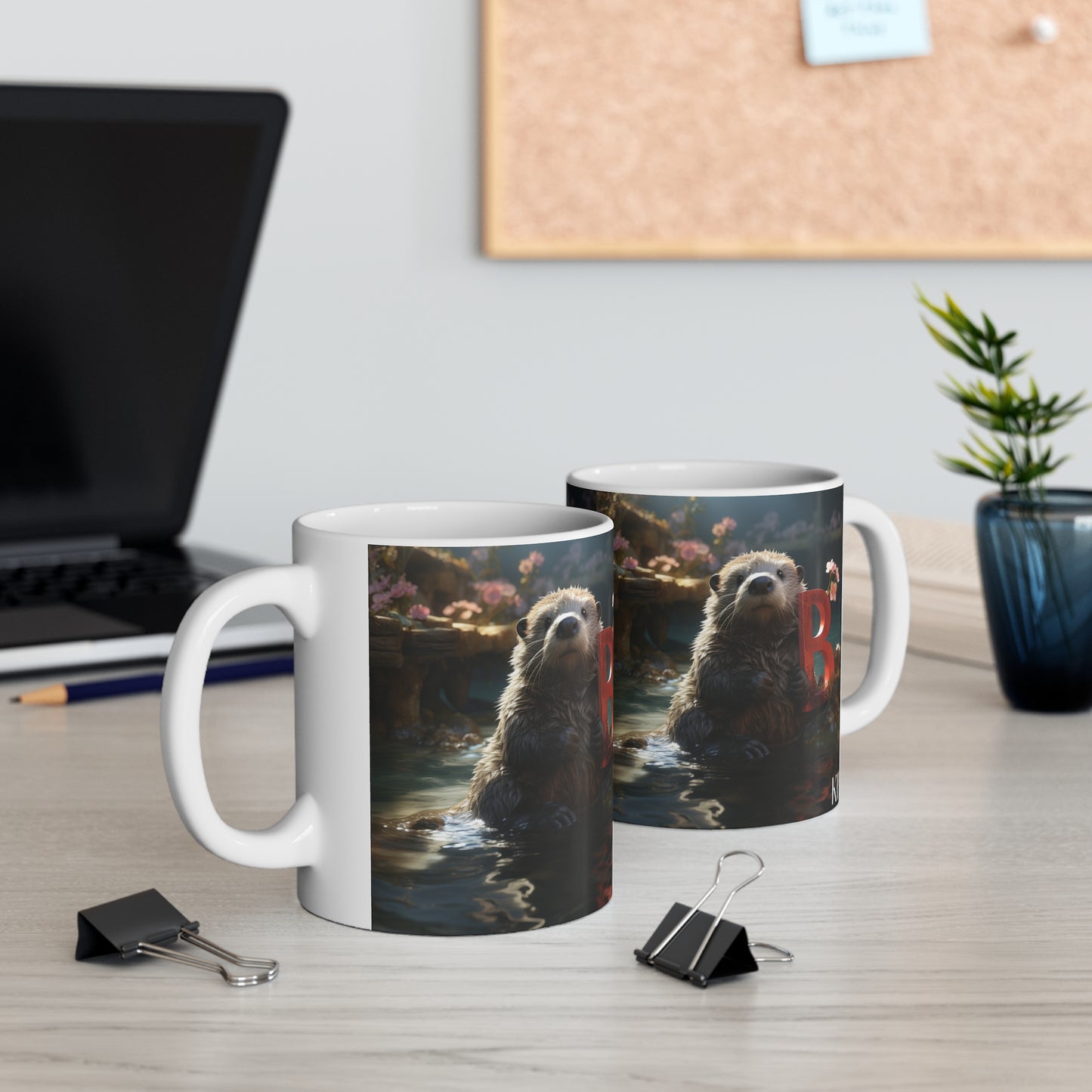 Baby Otter Letter B - 11oz Mug