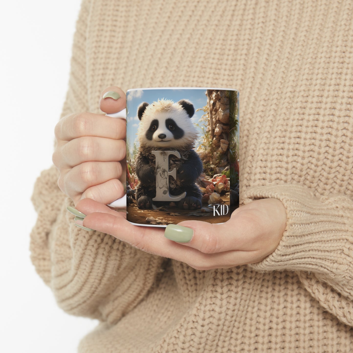 Baby Panda Letter E - Ceramic Mug 11oz