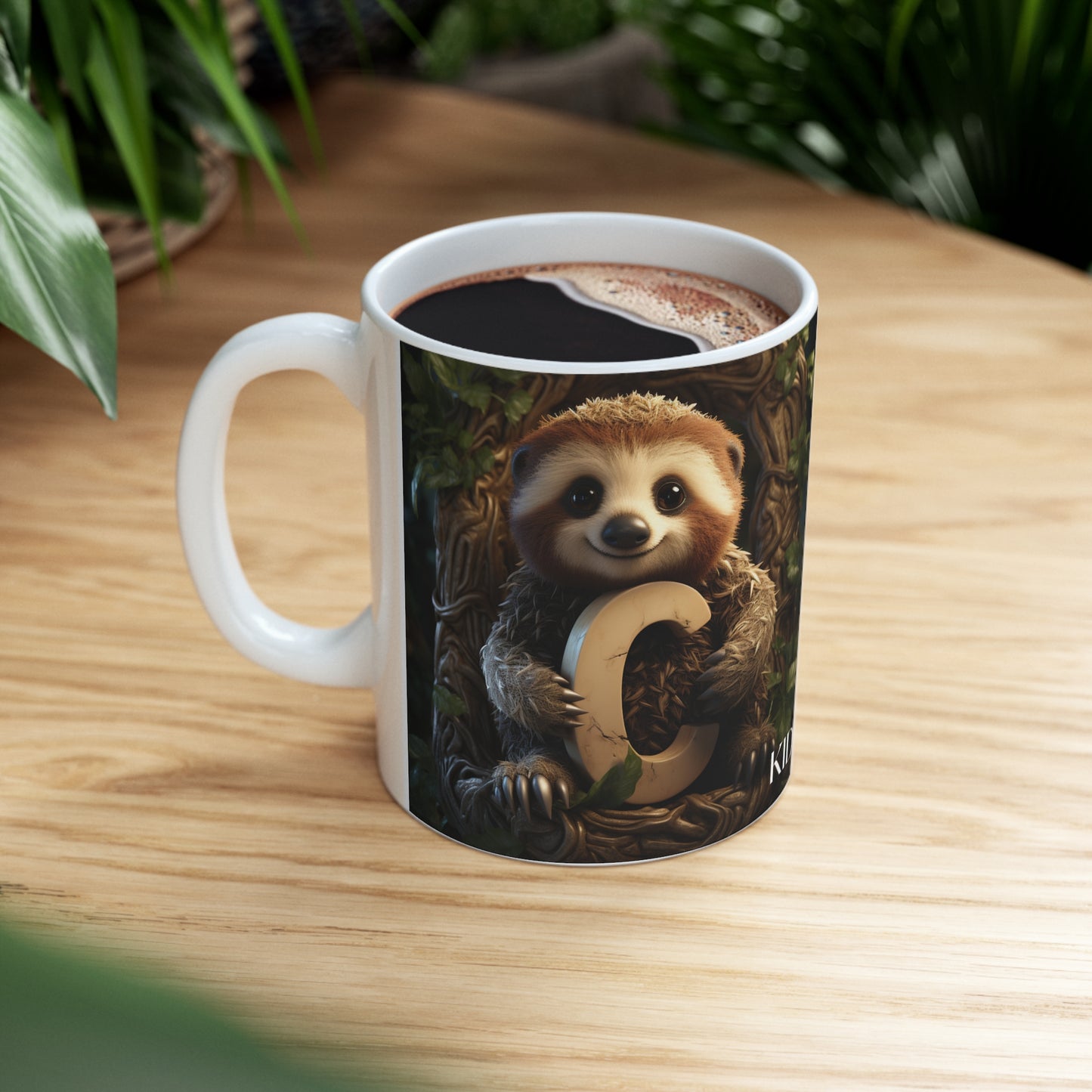 Baby Sloth Letter C - Ceramic Mug 11oz