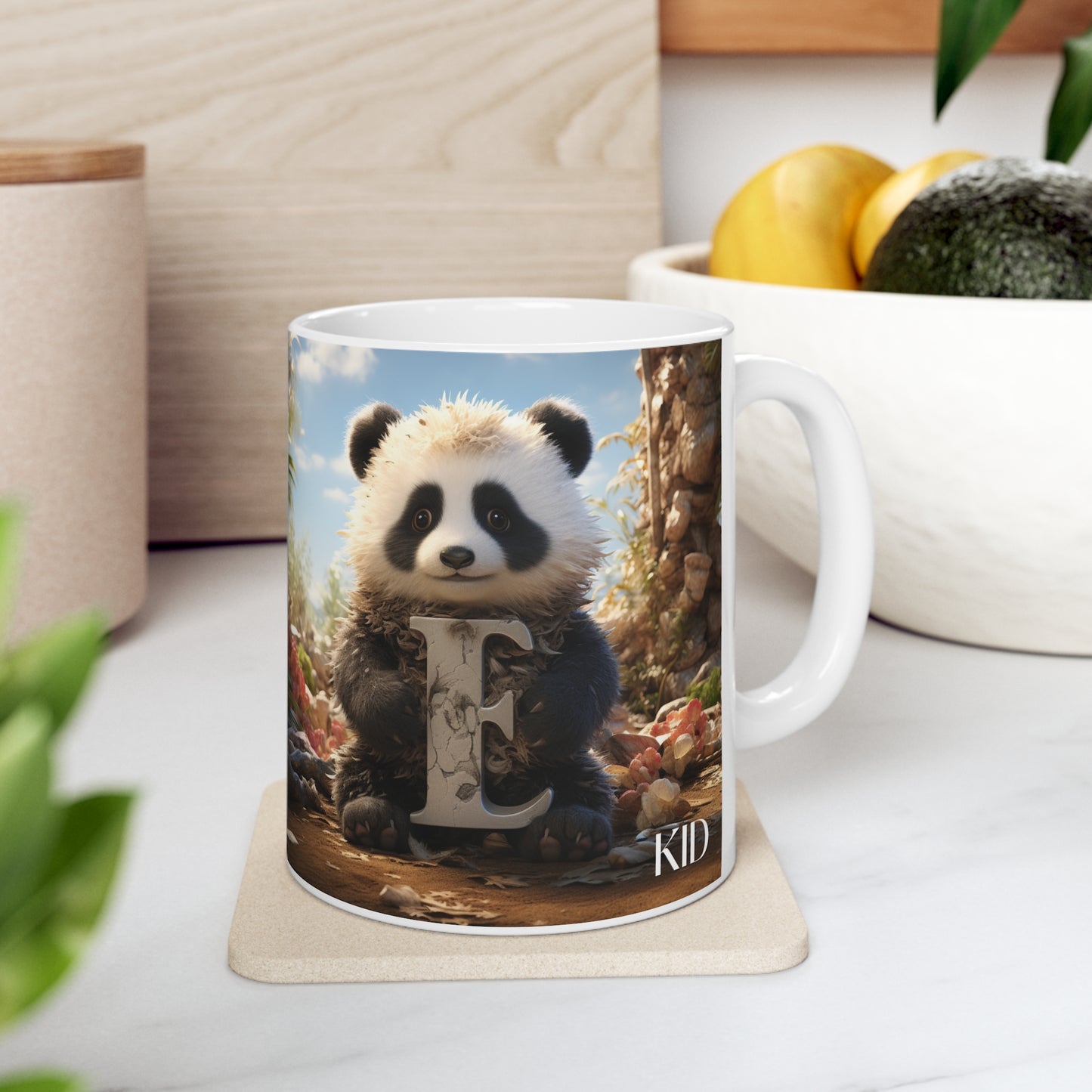 Baby Panda Letter E - Ceramic Mug 11oz