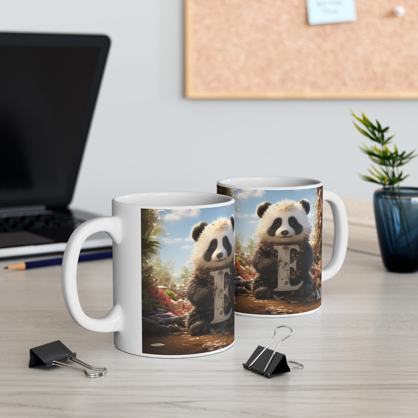 Baby Panda Letter E - Ceramic Mug 11oz