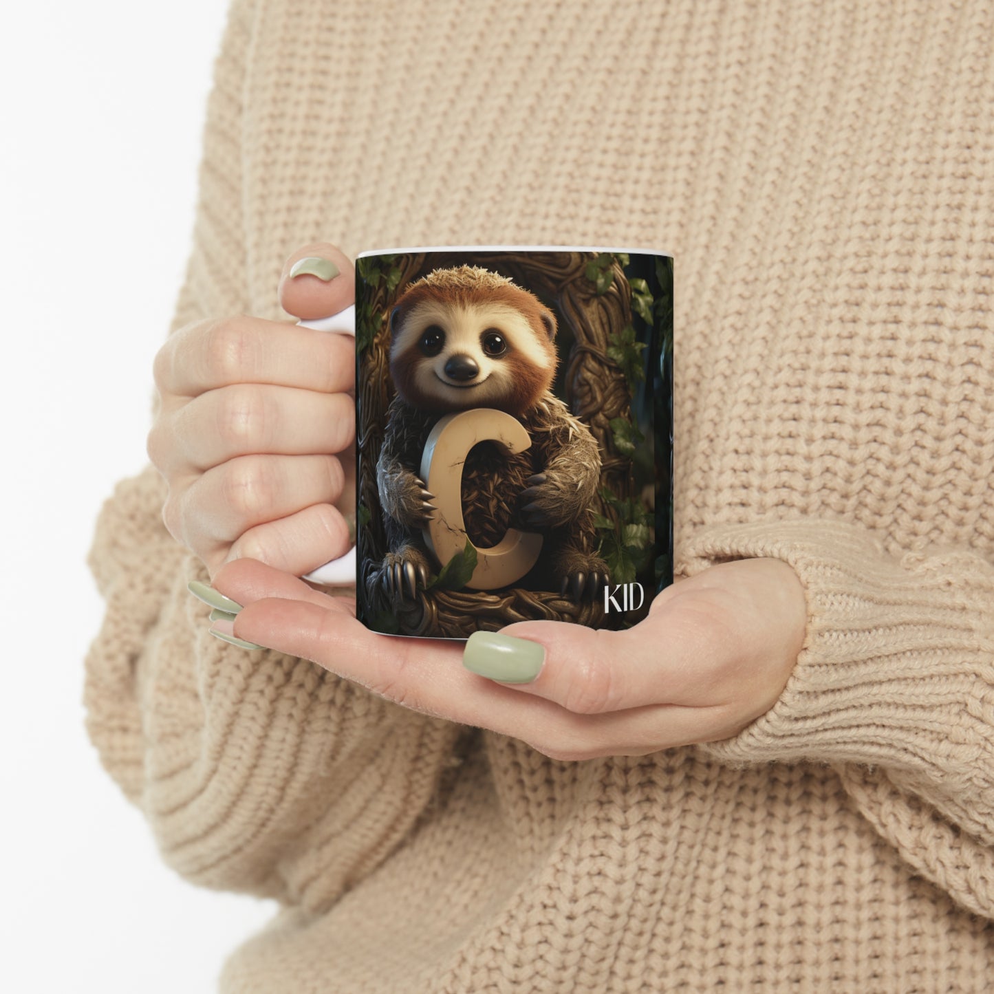 Baby Sloth Letter C - Ceramic Mug 11oz