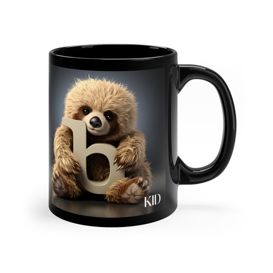 Baby Sloth Lowercase b - 11oz Black Mug